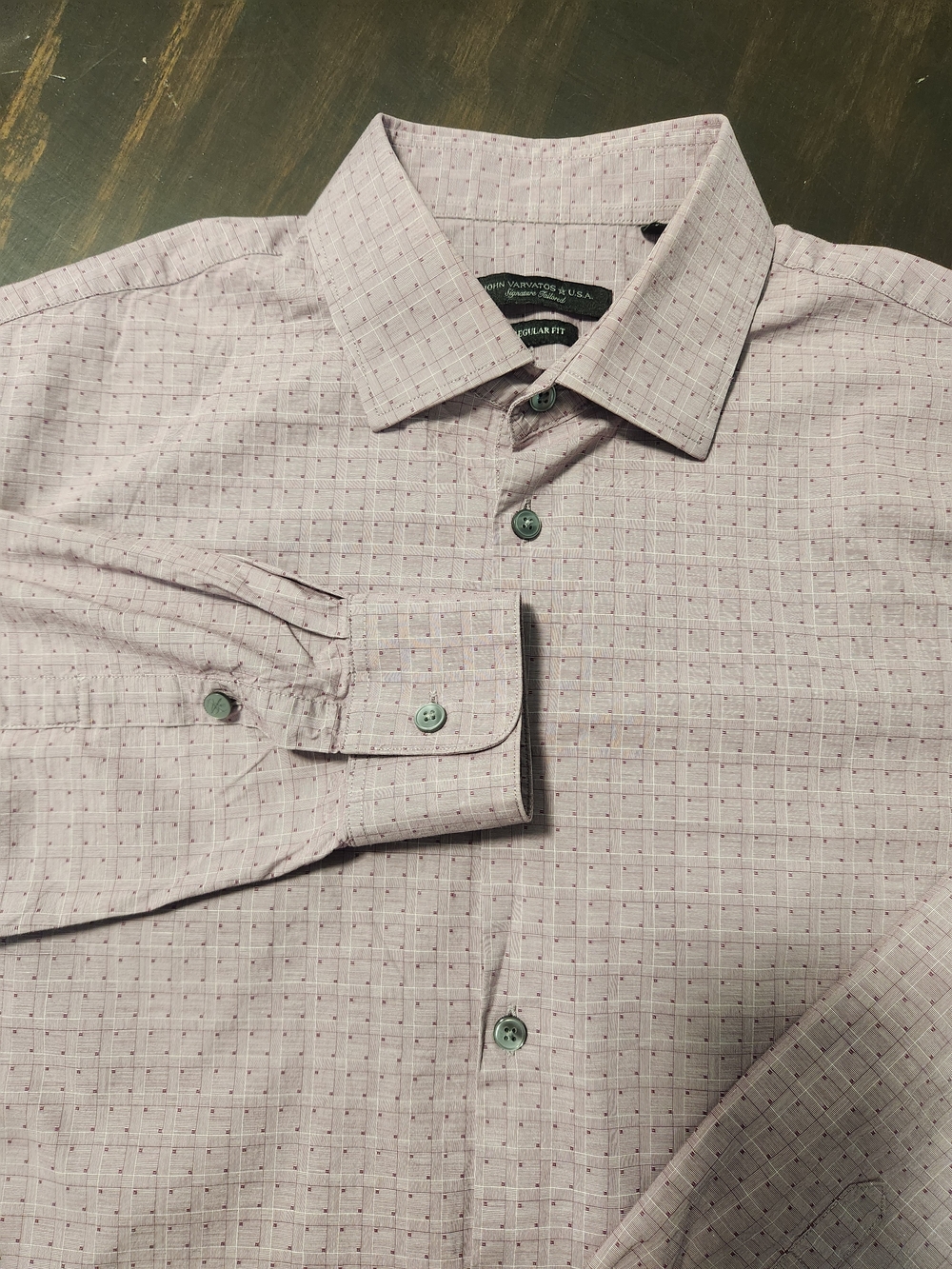 John Varvatos USA Men's 16.5 32-33 Regular Fit Pink Plaid Shirt